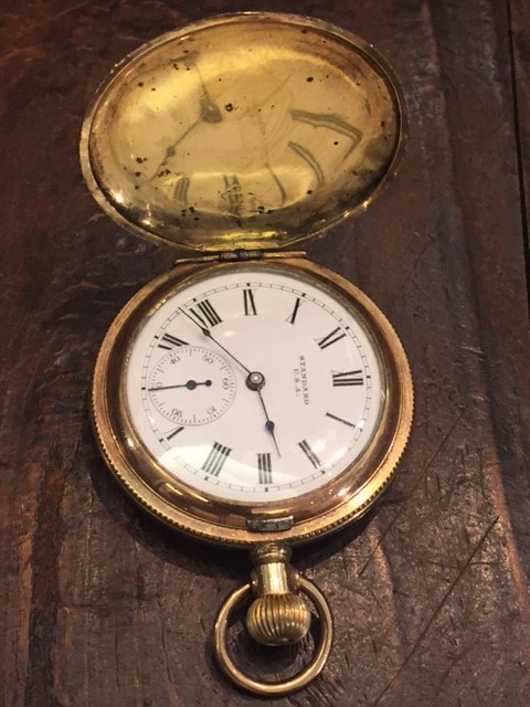 スタンダードU.S.A社懐中時計・手巻き・金張り・ハンターケース・1910 